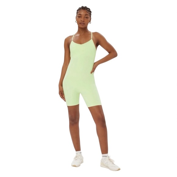 New Girlfriend Collective One-Piece Romper Green Tea Yoga Dance Unitard Cheer Sm - Picture 1 of 7